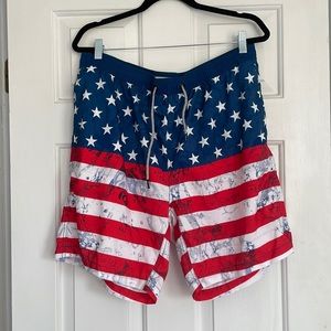 NWT Men’s American Flag Bathing Suit